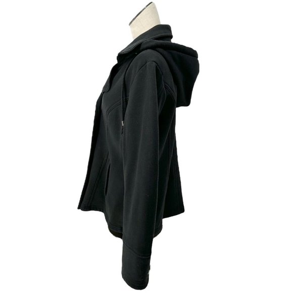 Sebby Hooded Peacoat Women's XL Black Long Sleeve Collar Button Closure Pockets - Picture 11 of 11